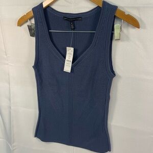 White House Black Market Navy Ribbed Sweatheart Tank Top